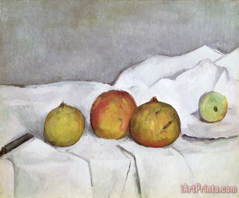 Paul Cezanne Fruit On A Cloth Art Painting