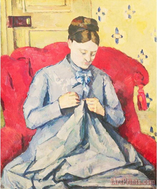 Paul Cezanne Madame Cezanne Sewing Art Print