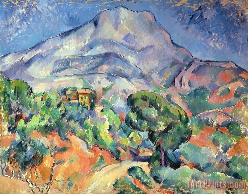 Montagne Sainte Victoire From The South West with Trees And a House Oil on Canvas painting - Paul Cezanne Montagne Sainte Victoire From The South West with Trees And a House Oil on Canvas Art Print