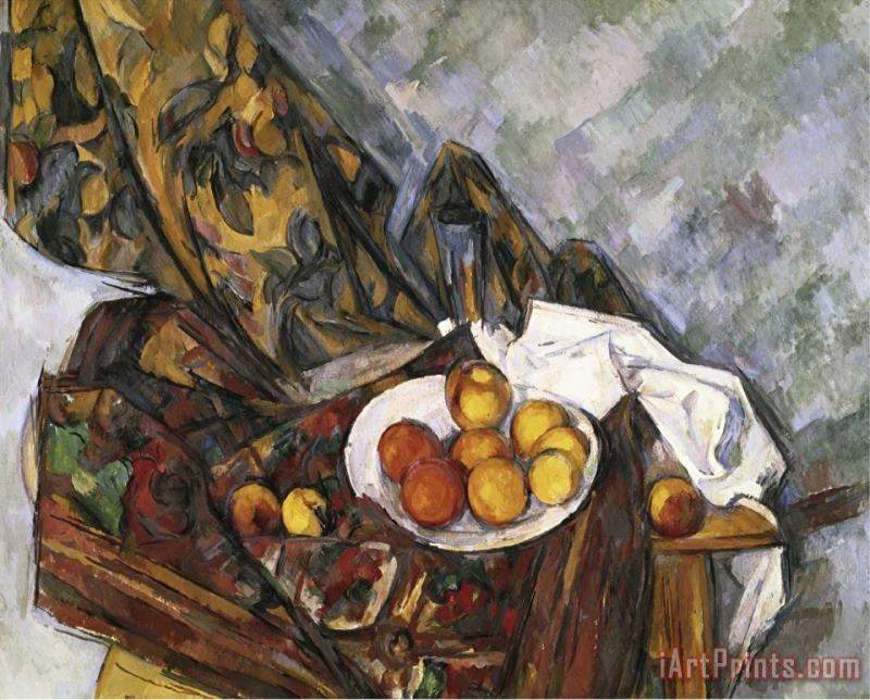 Paul Cezanne Nature Morte Au Rideau a Fleurs Art Print