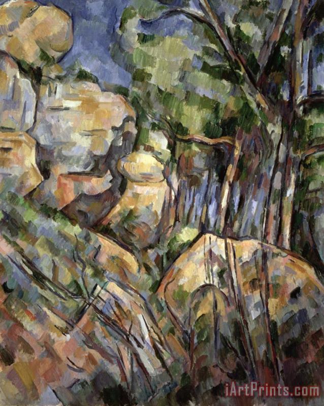 Paul Cezanne Rocks Near The Caves Below The Chateau Noir C 1904 Oil on Canvas Art Print