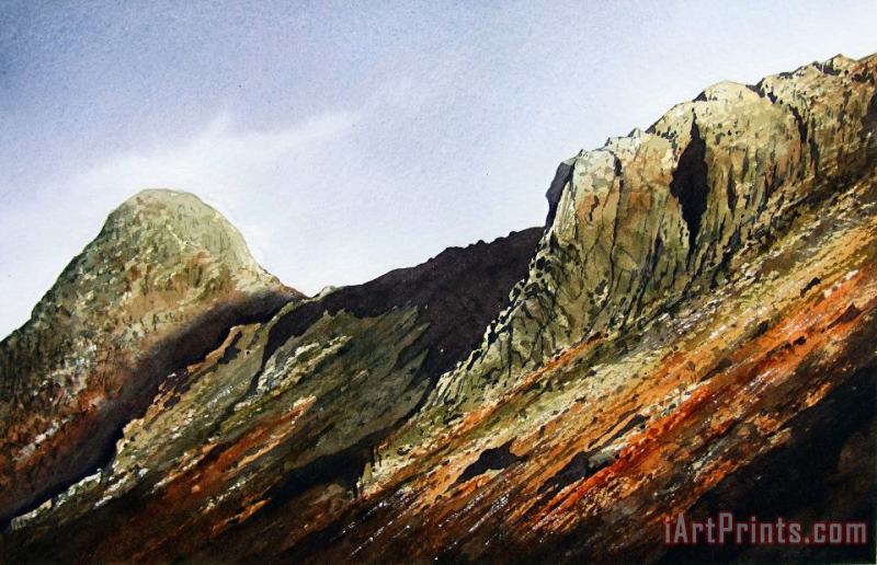 Pike O' Stickle and Loft Crag painting - Paul Dene Marlor Pike O' Stickle and Loft Crag Art Print