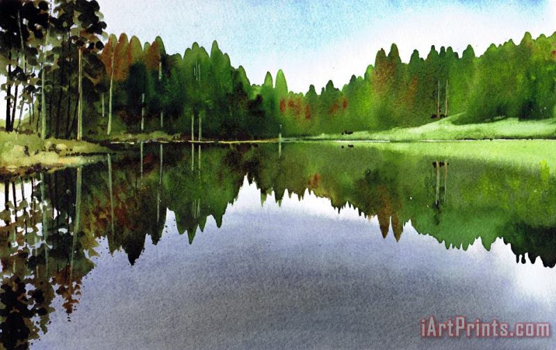Still Water Tarn Hows painting - Paul Dene Marlor Still Water Tarn Hows Art Print