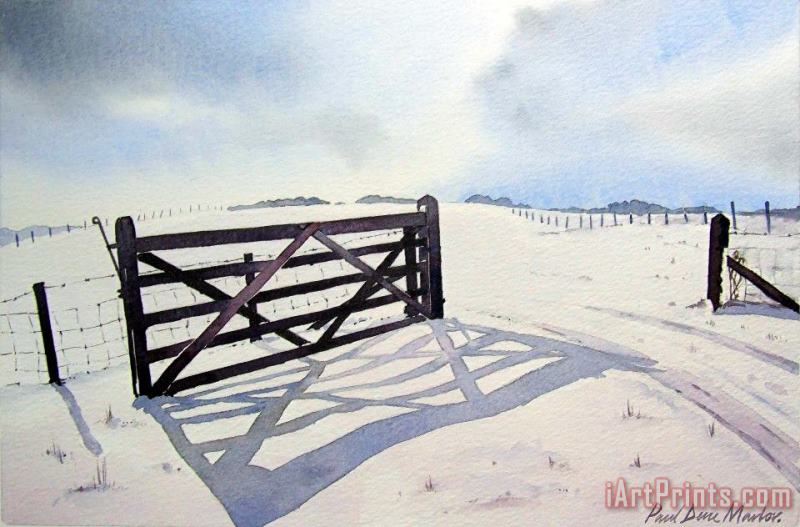 Winter Scene with Gate painting - Paul Dene Marlor Winter Scene with Gate Art Print