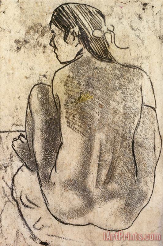 Paul Gauguin Seated Tahitian Nude From The Back Art Print