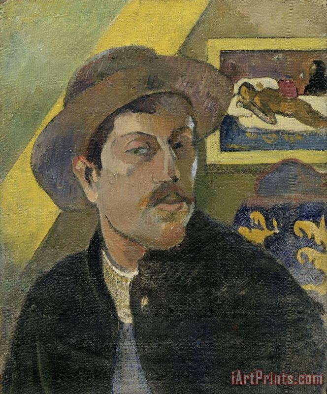 Self Portrait with a Hat painting - Paul Gauguin Self Portrait with a Hat Art Print