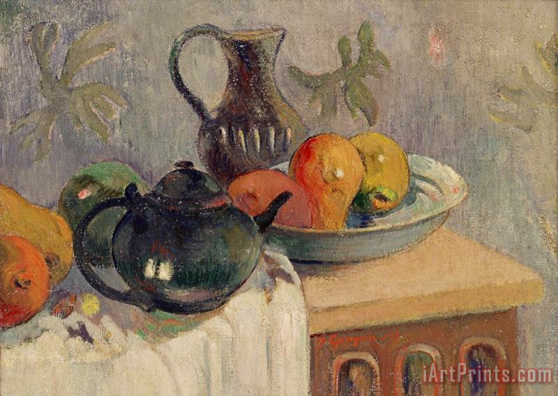 Teiera Brocca e Frutta painting - Paul Gauguin Teiera Brocca e Frutta Art Print