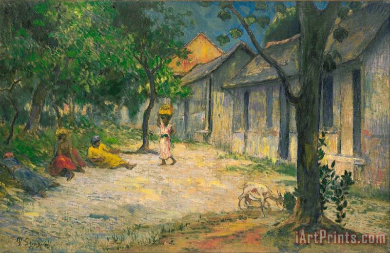 Paul Gauguin Village in Martinique (femmes Et Chevre Dans Le Village) Art Print