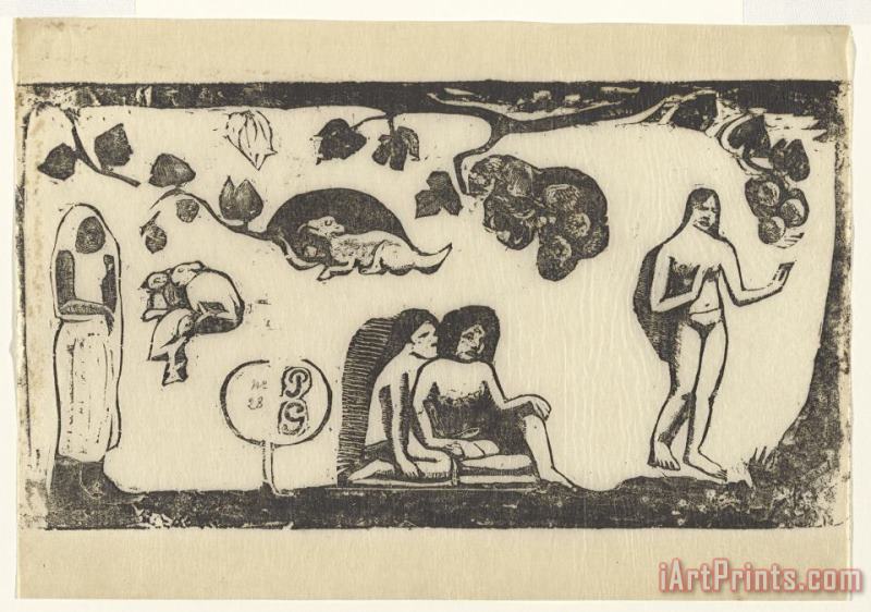 Paul Gauguin Women, Animals, And Foliage Art Print