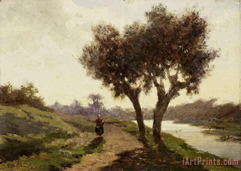 Paul Joseph Constantin Gabriel Landscape with Two Trees Art Print