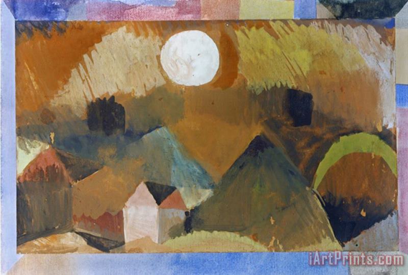 Landschaft in Rot Mit Dem Weissen Gestirn 1917 painting - Paul Klee Landschaft in Rot Mit Dem Weissen Gestirn 1917 Art Print
