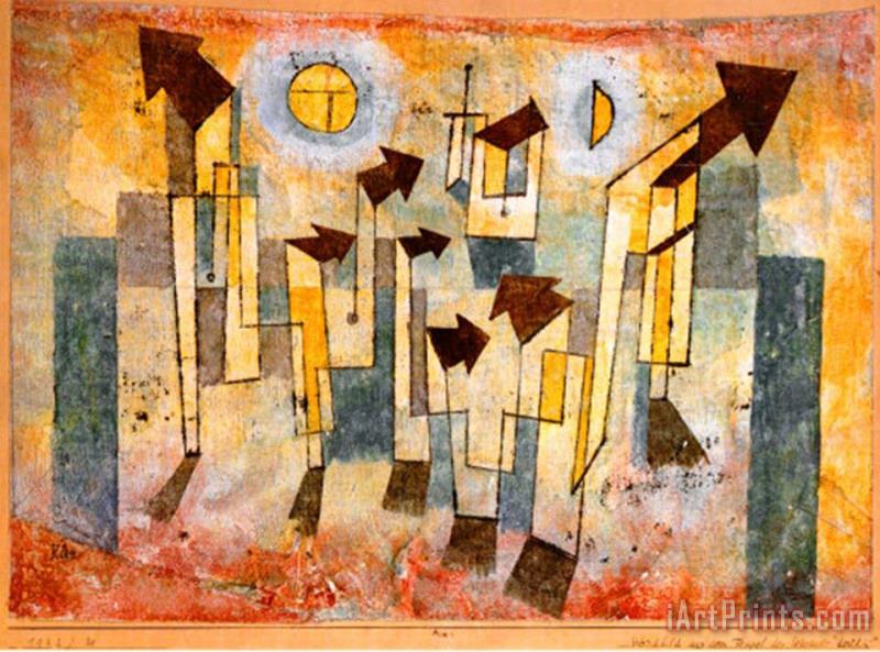 Wandbild Aus Dem Tempel Der Sehnsucht Dorthin painting - Paul Klee Wandbild Aus Dem Tempel Der Sehnsucht Dorthin Art Print