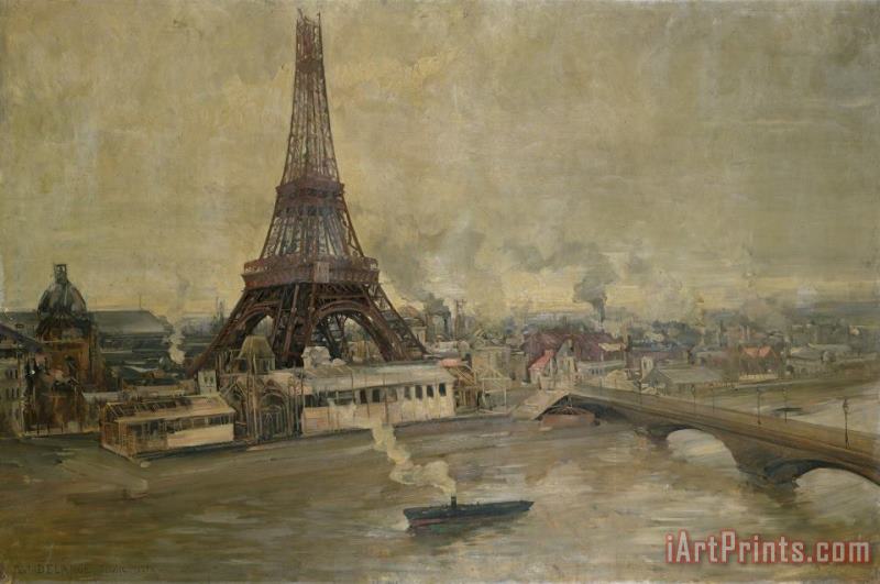 Paul Louis Delance The Construction of the Eiffel Tower Art Painting