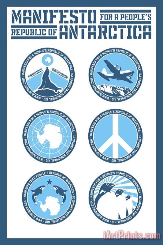 Manifesto for a People's Republic of Antarctica Stickers painting - Paul Miller Manifesto for a People's Republic of Antarctica Stickers Art Print