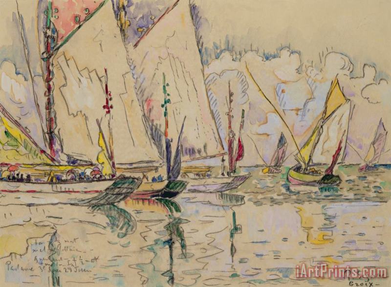 Departure of tuna boats at Groix painting - Paul Signac Departure of tuna boats at Groix Art Print
