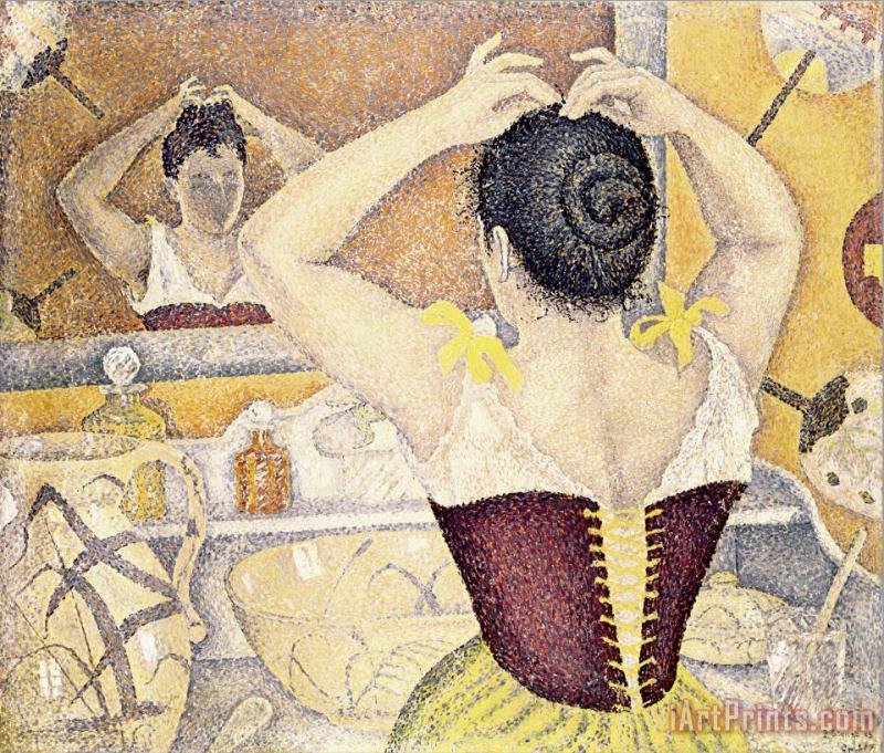 Paul Signac Woman at Her Toilette Wearing a Purple Corset Art Painting
