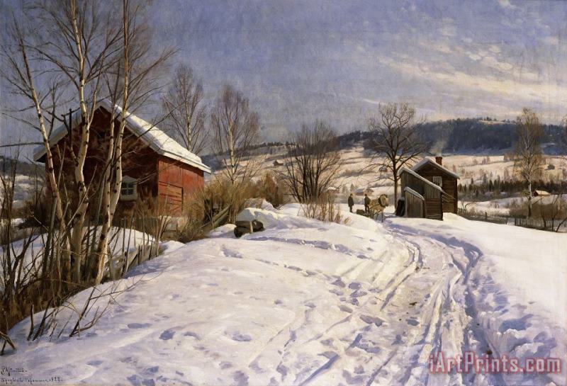 A Winter Landscape Lillehammer painting - Peder Monsted A Winter Landscape Lillehammer Art Print