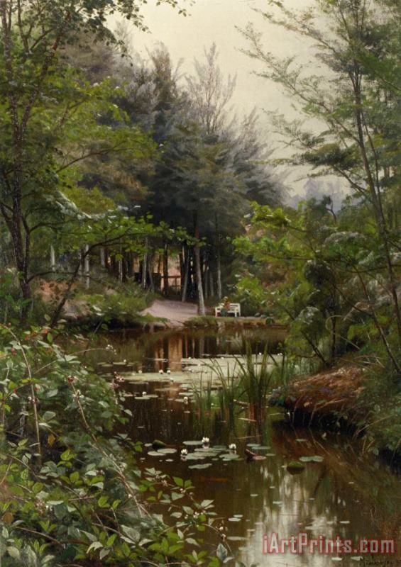 Peder Mork Monsted A Lady Reading by a Lake Art Print