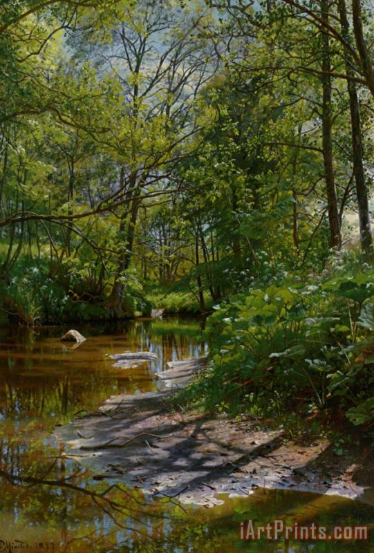 Peder Mork Monsted A River Landscape Art Painting