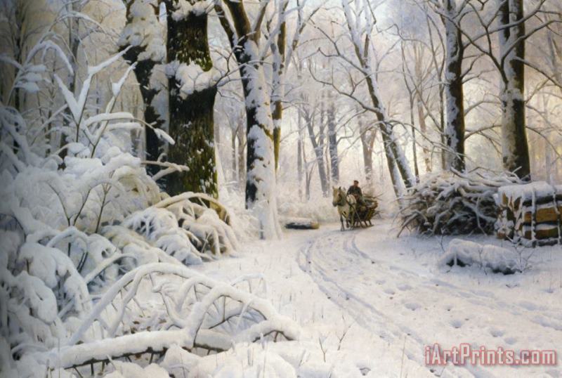 Peder Mork Monsted Forest in Winter Art Painting