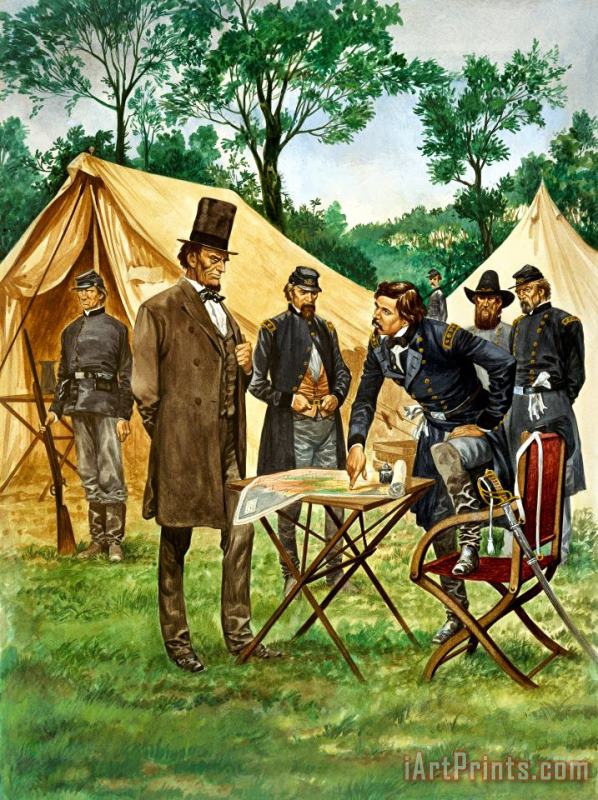 Peter Jackson Abraham Lincoln plans his campaign during the American Civil War Art Painting