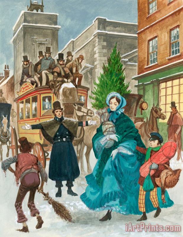 Victorian Christmas Scene painting - Peter Jackson Victorian Christmas Scene Art Print