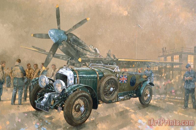 Bentley and Spitfire painting - Peter Miller Bentley and Spitfire Art Print