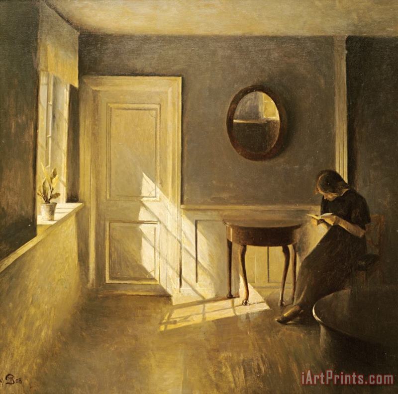 Peter Vilhelm Ilsted A Girl Reading in an Interior Art Print