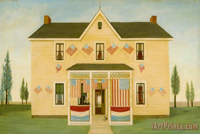 Philip Campbell Curtis Grandfather's House, Fourth of July, 1985 Art Painting