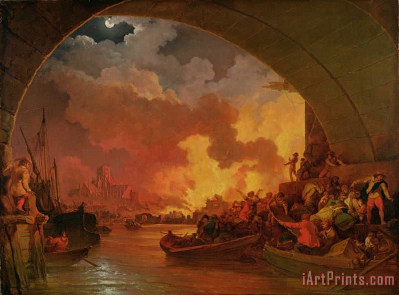 The Great Fire of London painting - Philip James de Loutherbourg The Great Fire of London Art Print