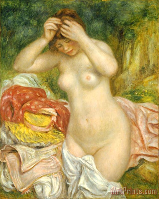 Bather Arranging Her Hair painting - Pierre Auguste Renoir Bather Arranging Her Hair Art Print