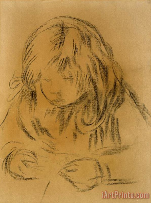 Pierre Auguste Renoir Child Sewing Art Print