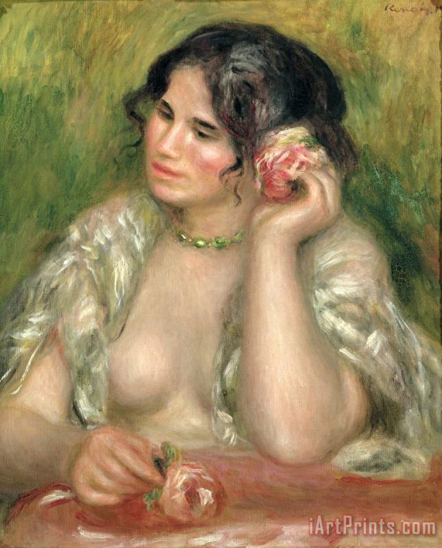Gabrielle with a Rose painting - Pierre Auguste Renoir Gabrielle with a Rose Art Print
