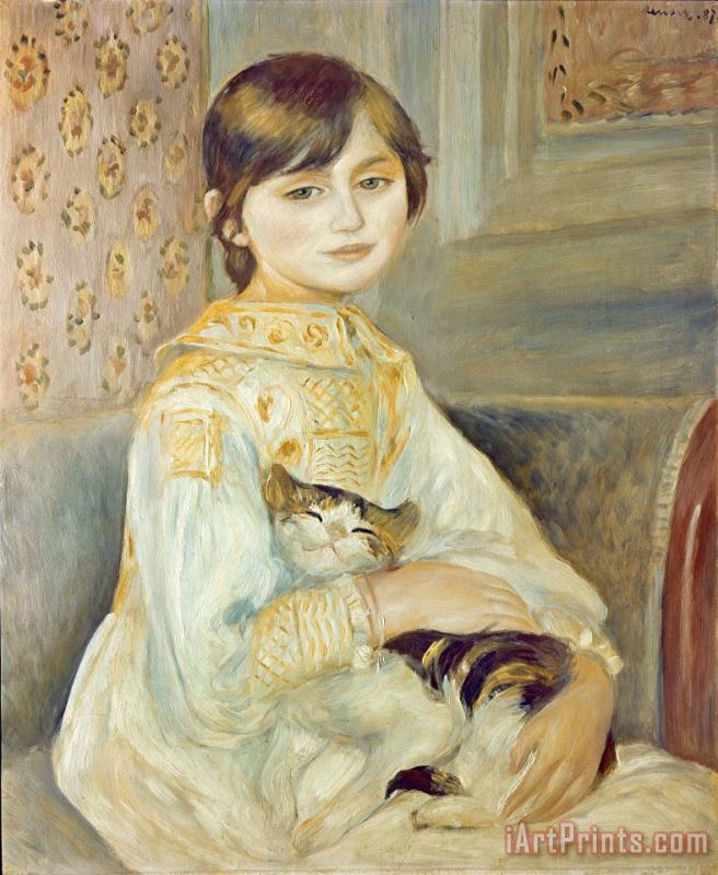 Pierre Auguste Renoir Julie Manet with Cat Art Painting