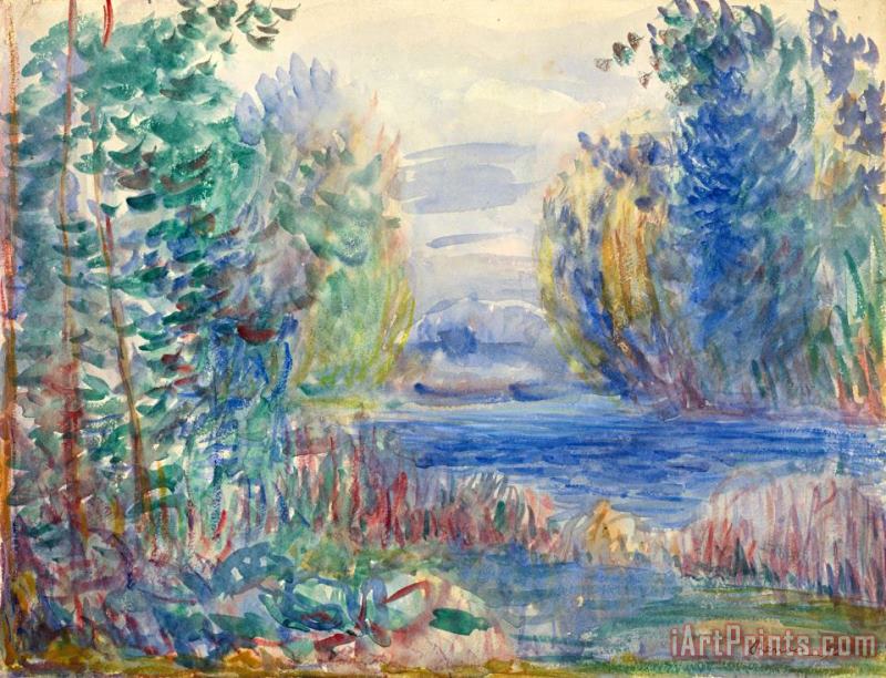 River Landscape, 1890 painting - Pierre Auguste Renoir River Landscape, 1890 Art Print