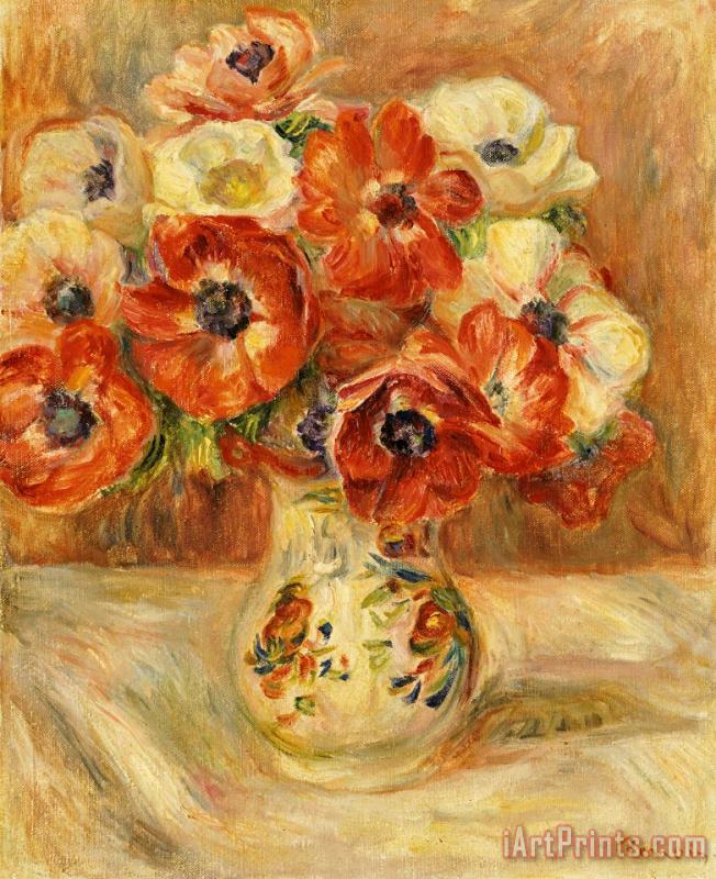 Still Life with Anemones painting - Pierre Auguste Renoir Still Life with Anemones Art Print