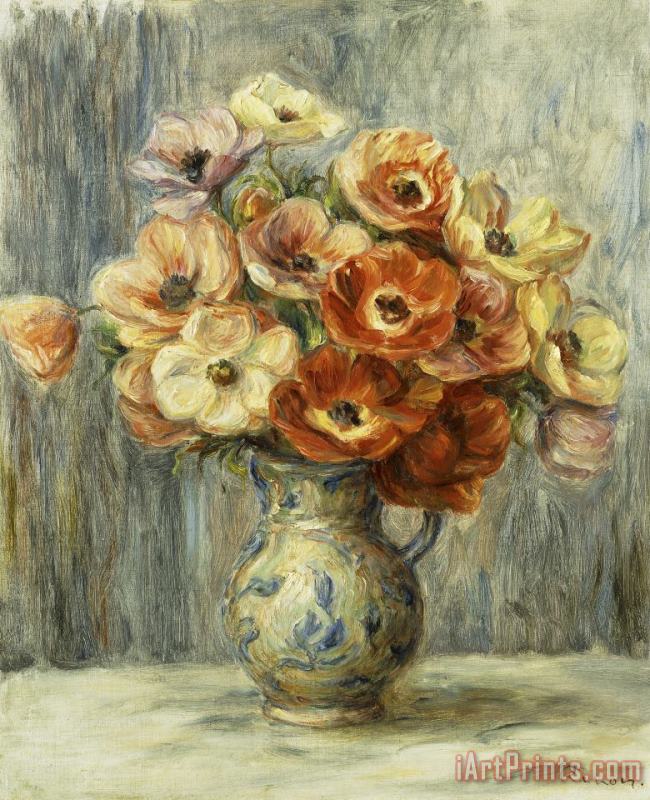 Pierre Auguste Renoir Vase D'anemones Art Painting