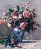 Pierre Auguste Renoir - Vase of Roses painting
