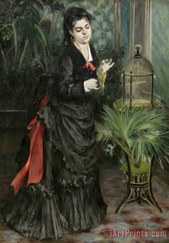 Pierre Auguste Renoir Woman with Parrot (la Femme a La Perruche) Art Painting