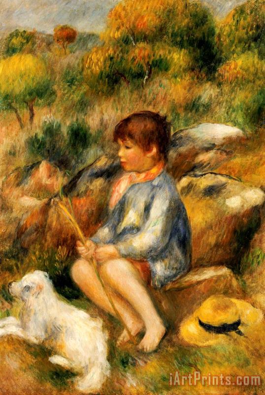 Young Boy by a Brook painting - Pierre Auguste Renoir Young Boy by a Brook Art Print