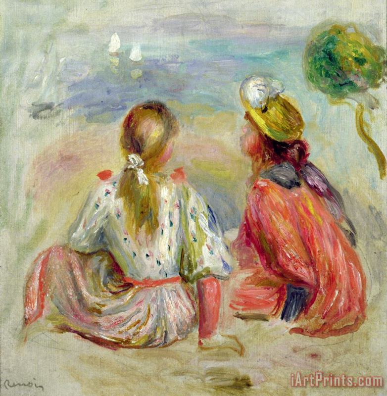 Pierre Auguste Renoir Young Girls on the Beach Art Print