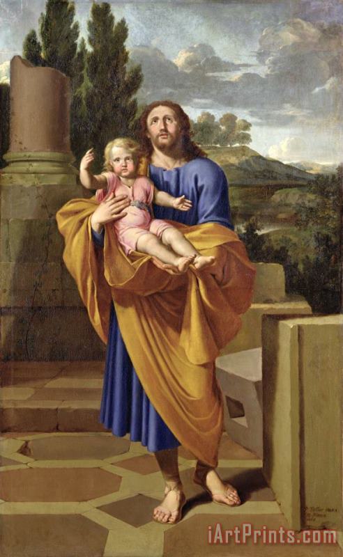 Pierre Letellier St. Joseph Carrying The Infant Jesus Art Print