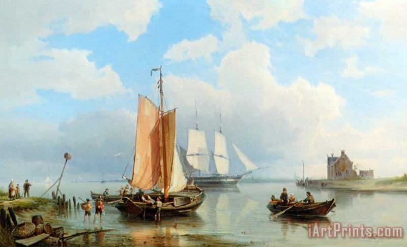 Unloading The Catch painting - Pieter Christian Dommerson Unloading The Catch Art Print