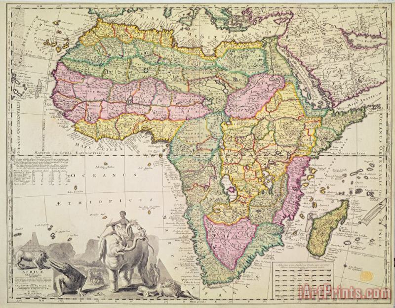 Pieter Schenk Map of Africa Art Painting