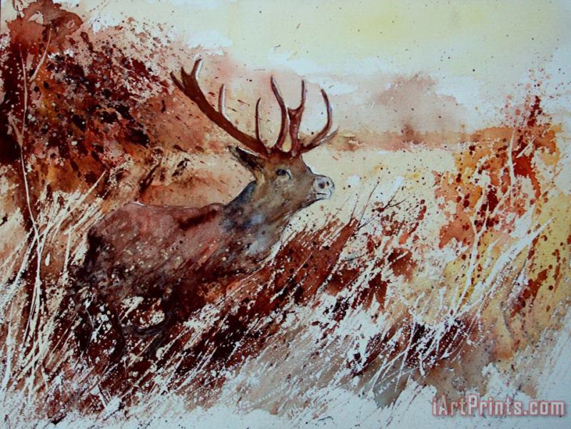 A Stag painting - Pol Ledent A Stag Art Print