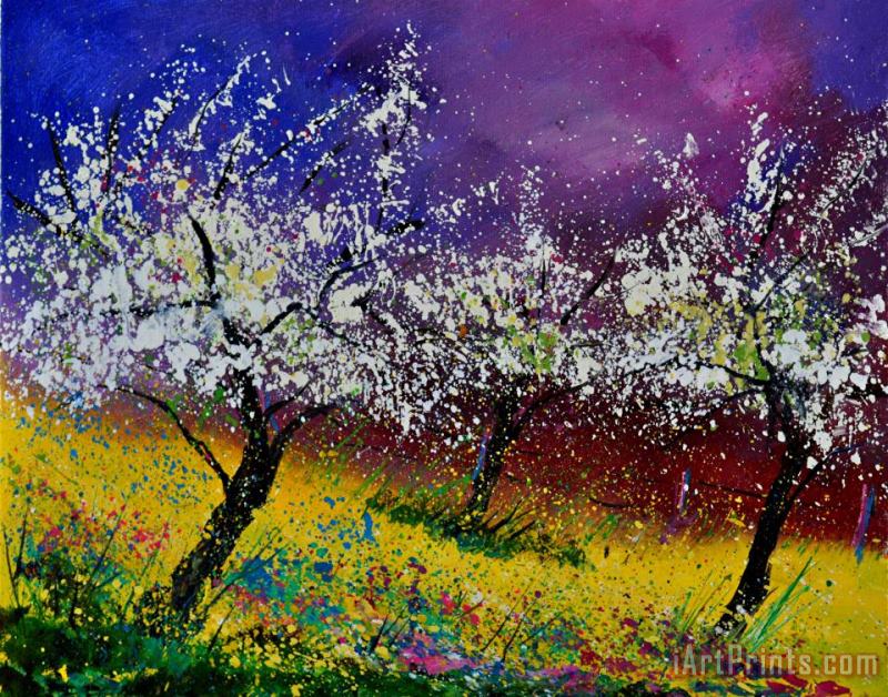 Appletrees In Blossom 450160 painting - Pol Ledent Appletrees In Blossom 450160 Art Print