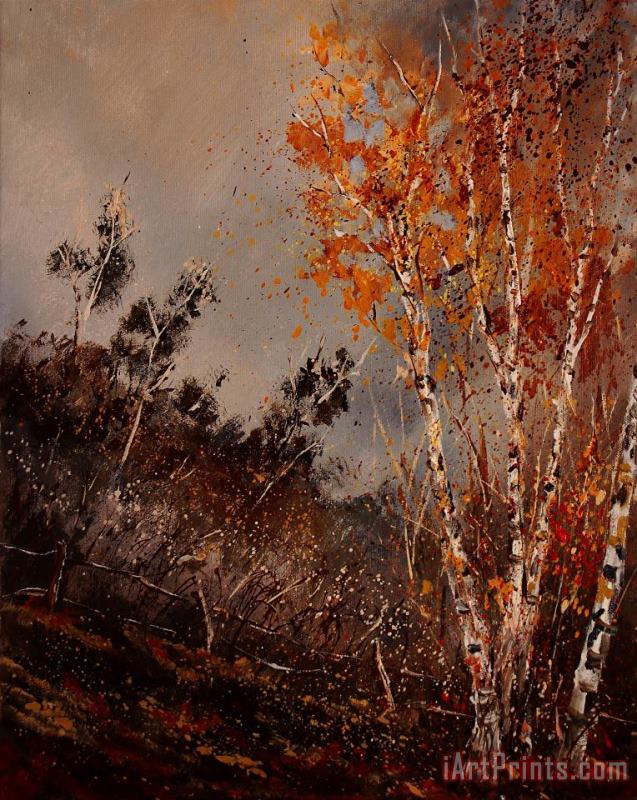 Autumn birches painting - Pol Ledent Autumn birches Art Print