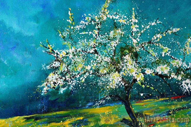 Blooming appletree painting - Pol Ledent Blooming appletree Art Print