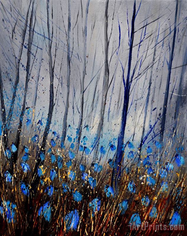Blue in the wood painting - Pol Ledent Blue in the wood Art Print