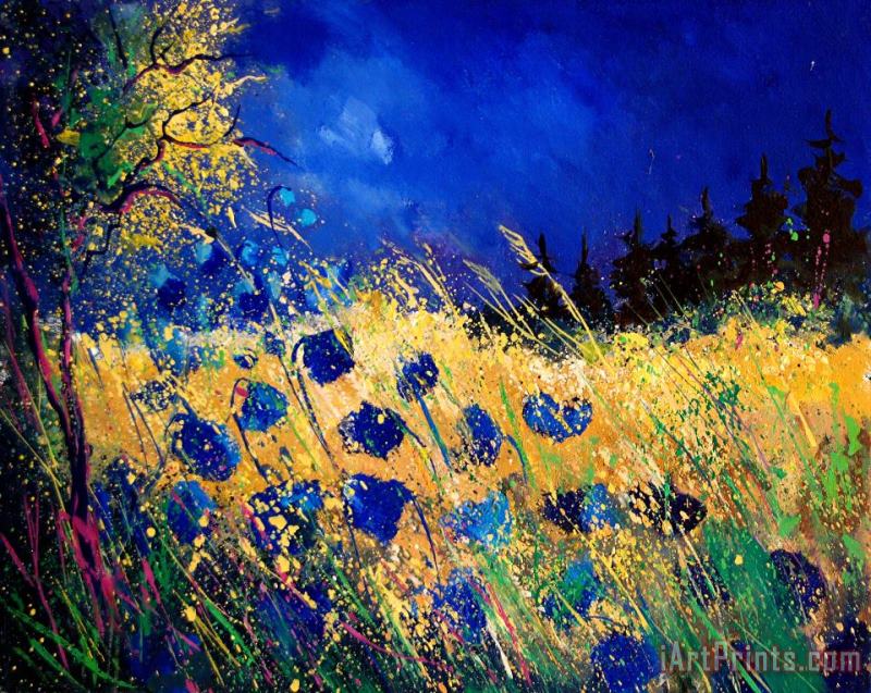 Blue Poppies 459070 painting - Pol Ledent Blue Poppies 459070 Art Print